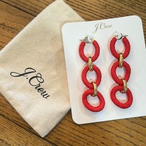 J Crew Multi-Hoop Red Earrings